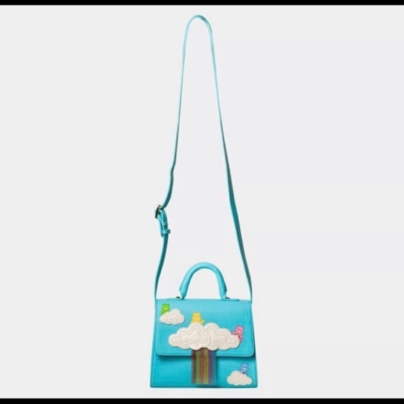 Danielle Nicole Blue Backpack with Cloud and Rainbow Design - Picture 3 of 5